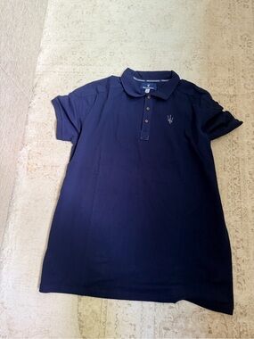 Men's Navy Polo Shirt with Embroidered Trident Logo